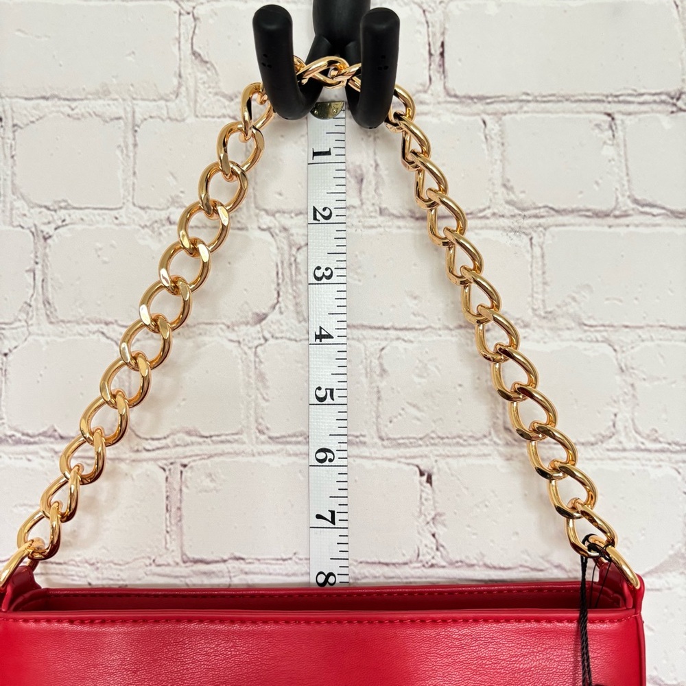 LOVE MOSCHINO Red with Gold Heart Zippered Vegan Leather Handbag/Crossbody--NWT - Picture 16 of 16